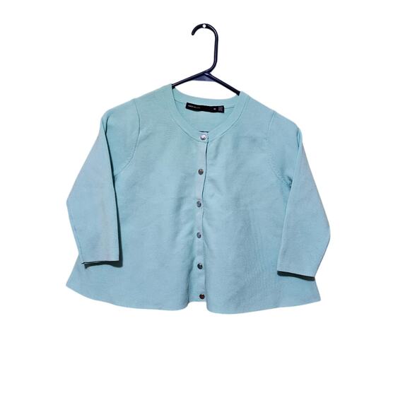 Karen Millen Light Mint Green Cropped 3/4 Sleeves Cardigan Sweater Size XS NWOT - Picture 3 of 6